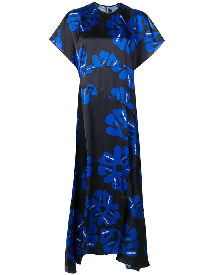 Nina Ricci Floral Asymmetric Dress - Blue