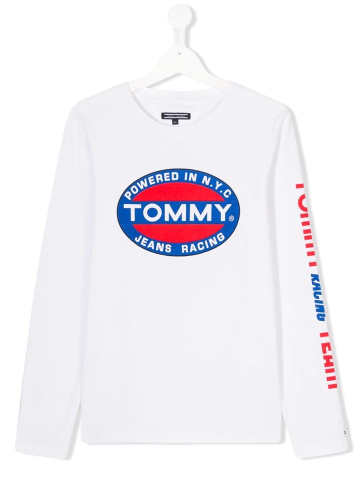Tommy Hilfiger Junior Teen Branded Long Sleeve T-shirt - White