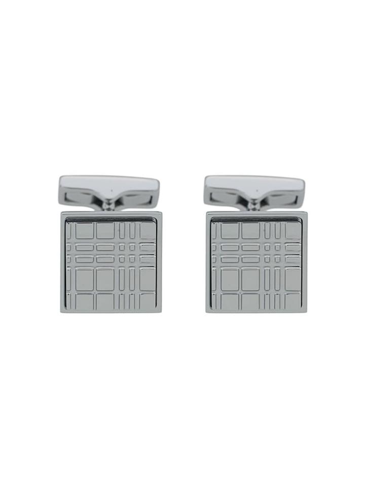 Burberry Check-engraved Square Cufflinks - Silver