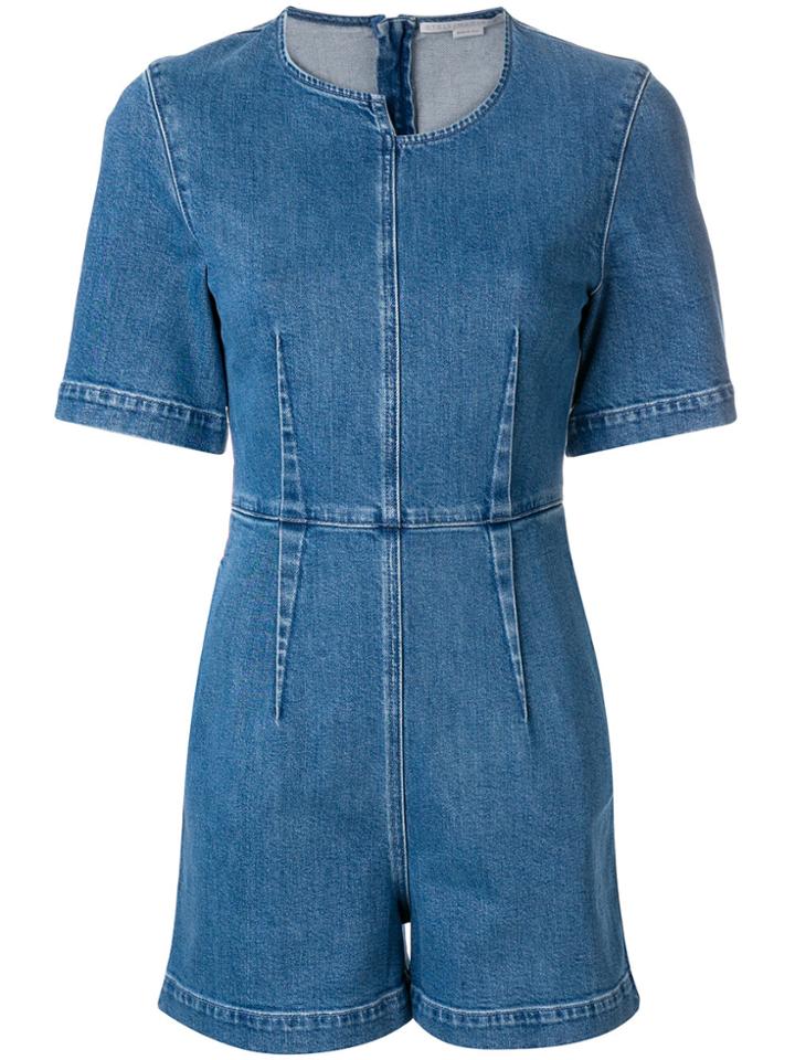 Stella Mccartney Asymmetric Denim Playsuit - Blue