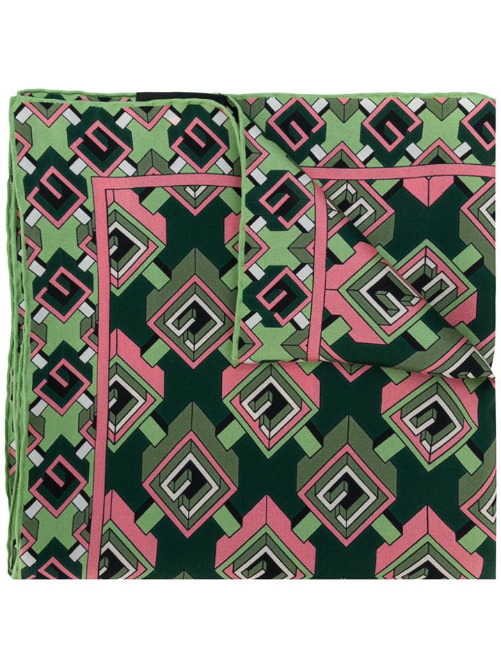 Gucci Geometric G Print Pocket Square - Green
