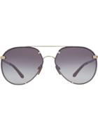 Burberry Check Detail Pilot Sunglasses - Grey