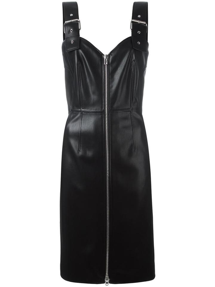 Givenchy Faux Leather Buckle Strap Dress, Women's, Size: 38, Black, Polyester/silk/acetate/viscose