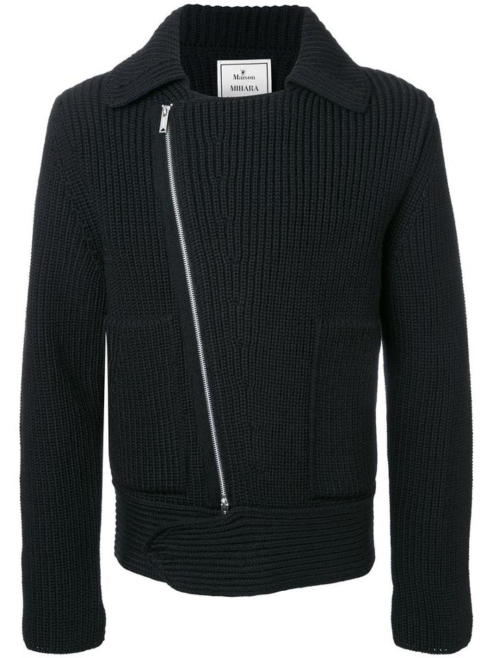 Miharayasuhiro Zipped Cardigan, Men's, Size: 50, Black, Wool/alpaca