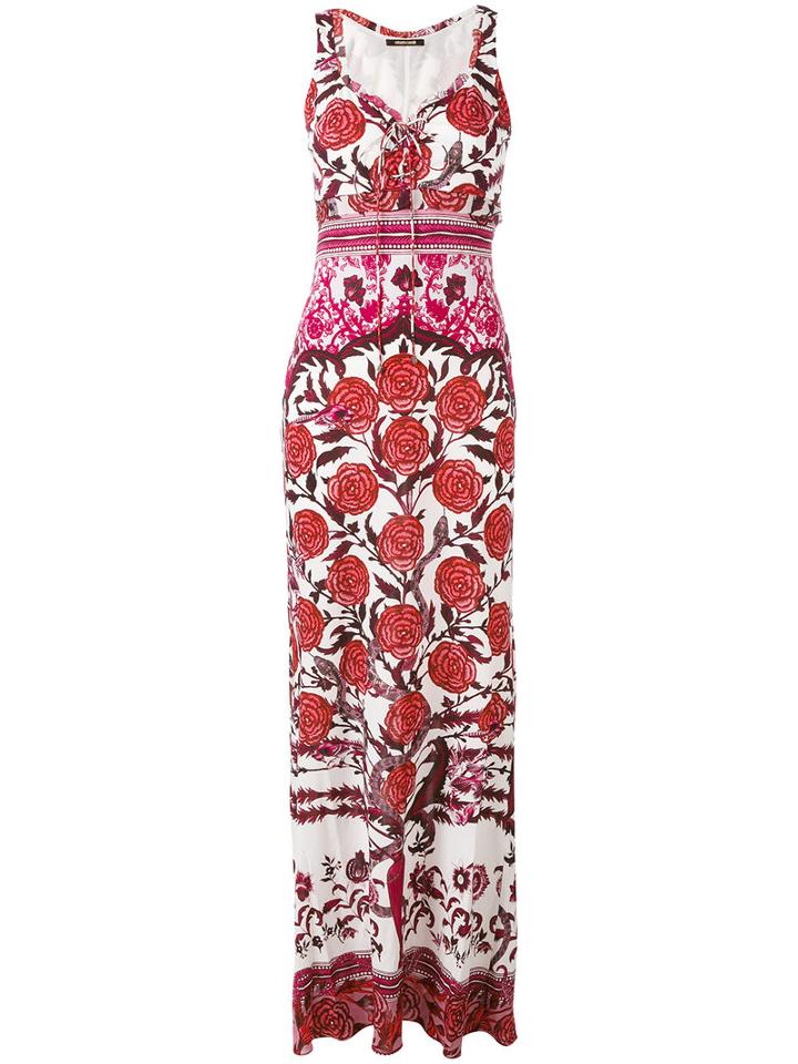 Roberto Cavalli - Rose Print Maxi Dress - Women - Silk/cotton/viscose - 46, White, Silk/cotton/viscose