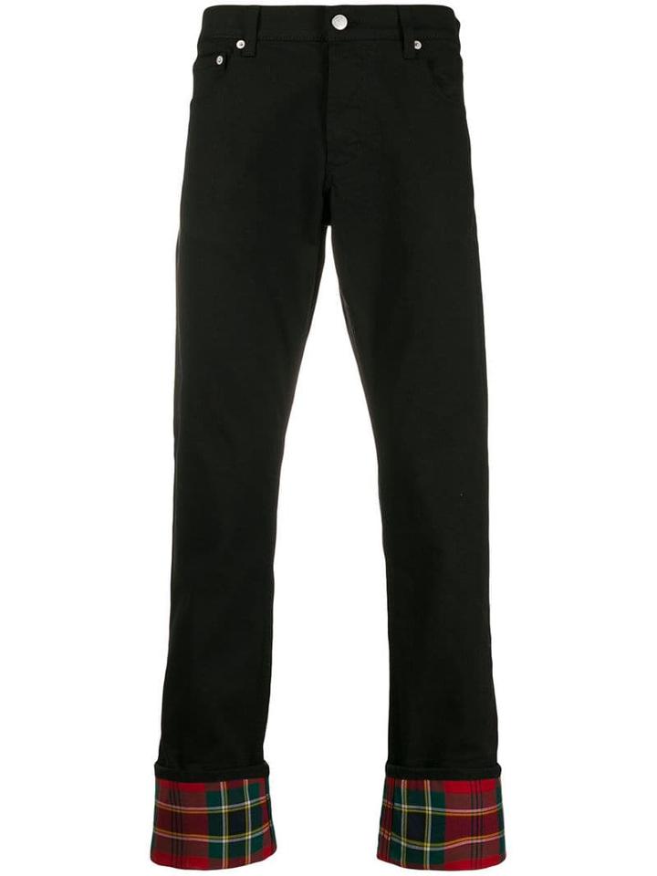 Alexander Mcqueen Tartan Hem Jeans - Black