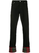Alexander Mcqueen Tartan Hem Jeans - Black