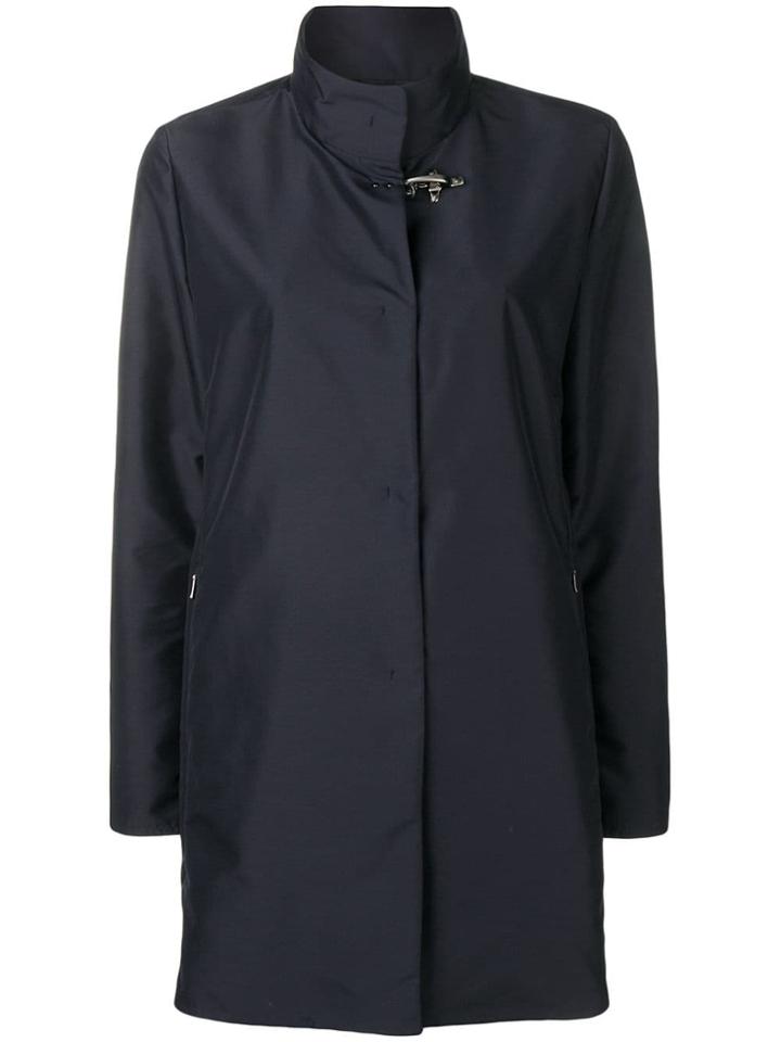 Fay Concealed Front Coat - Blue