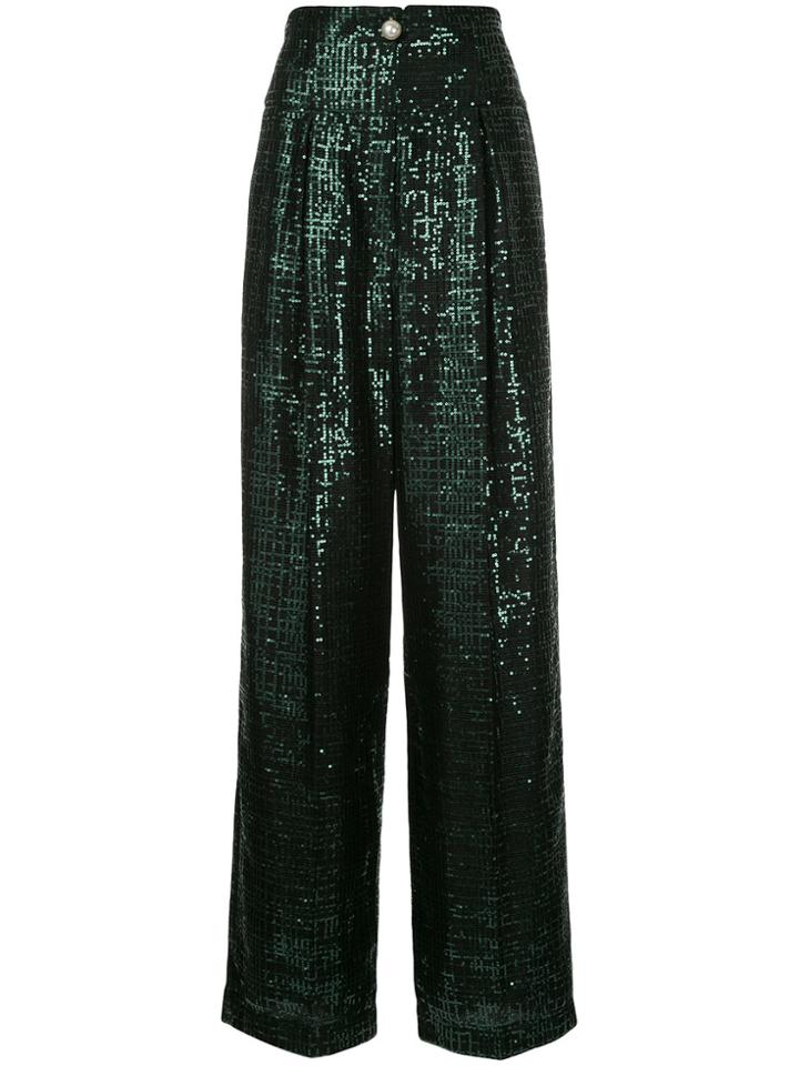 Ingie Paris Sequins Embellished Pants - Green