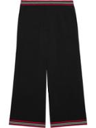 Gucci Stripe Trim Wool & Cotton Knit Crop Pants - Black