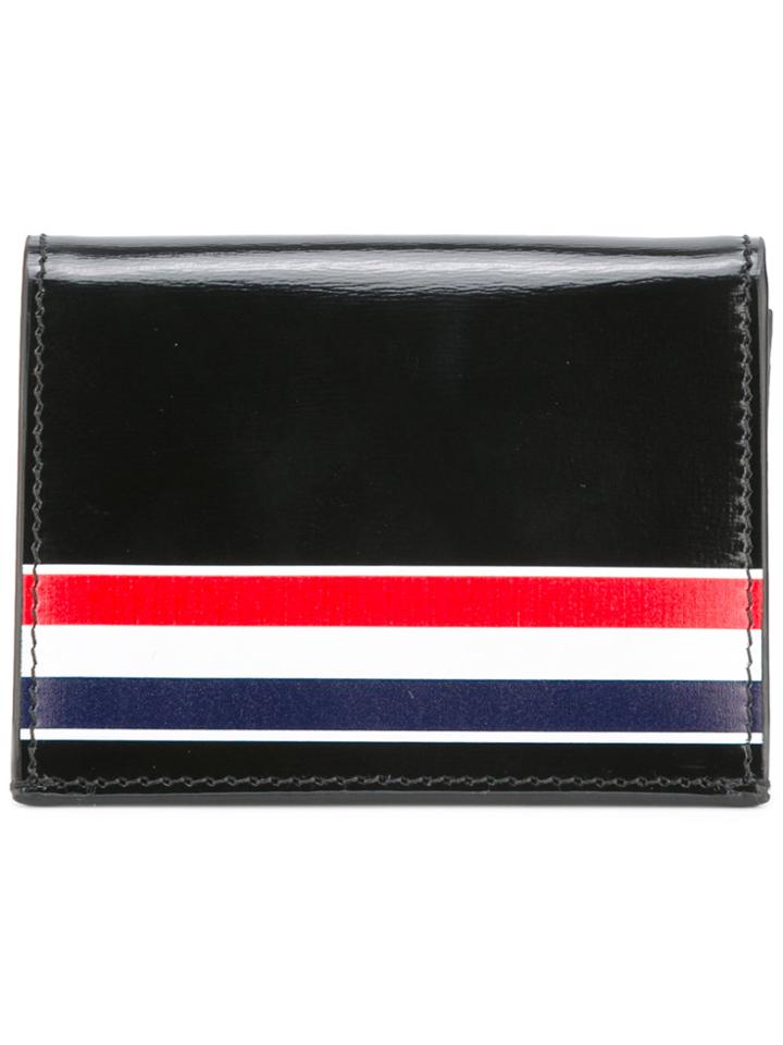 Thom Browne Double Card Holder With Red, White And Blue Printed Stripe