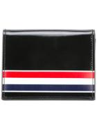 Thom Browne Double Card Holder With Red, White And Blue Printed Stripe