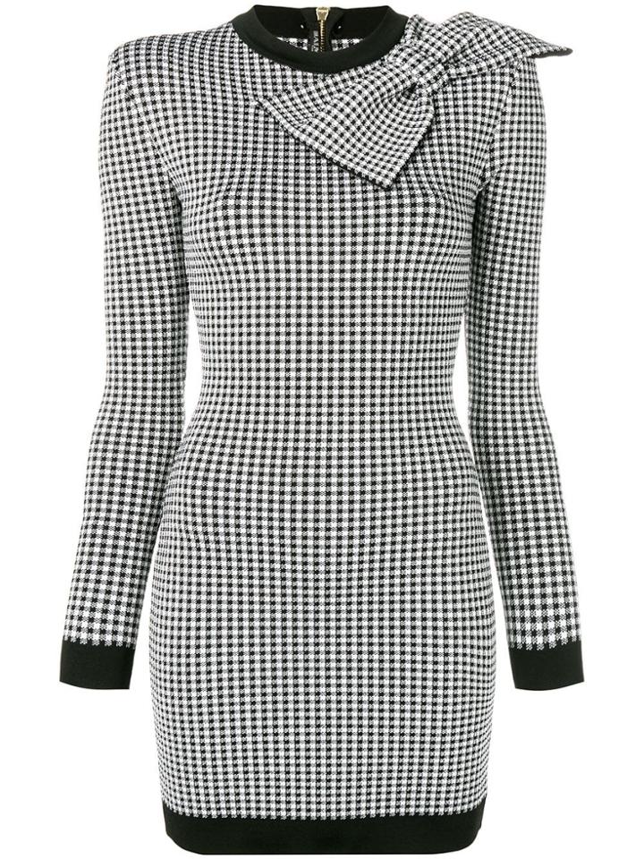Balmain Bow-embellished Knitted Dress - Black