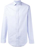 Armani Collezioni Woven Grid Shirt, Men's, Size: 39, Blue, Cotton