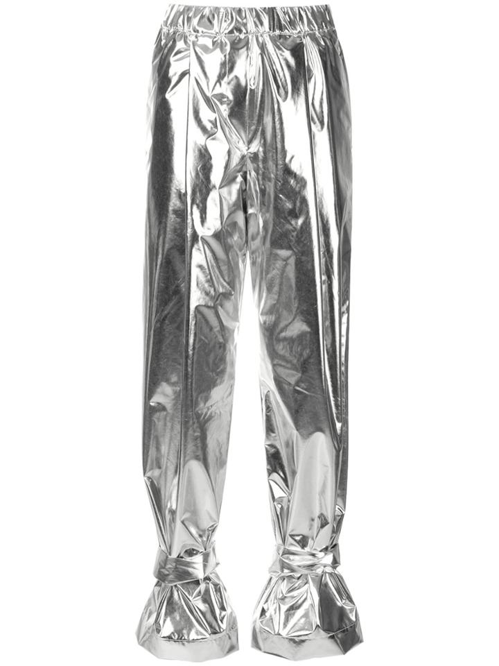 Maison Flaneur Ribbon Detail Vinyl Trousers - Metallic