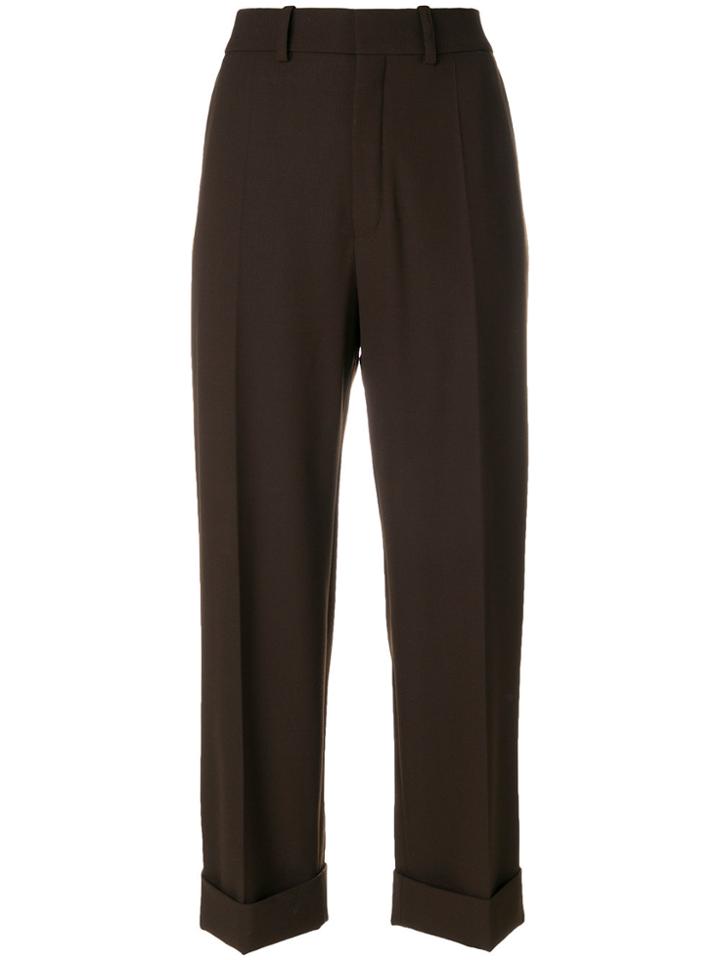 Chloé Turn-up Cropped Trousers - Brown