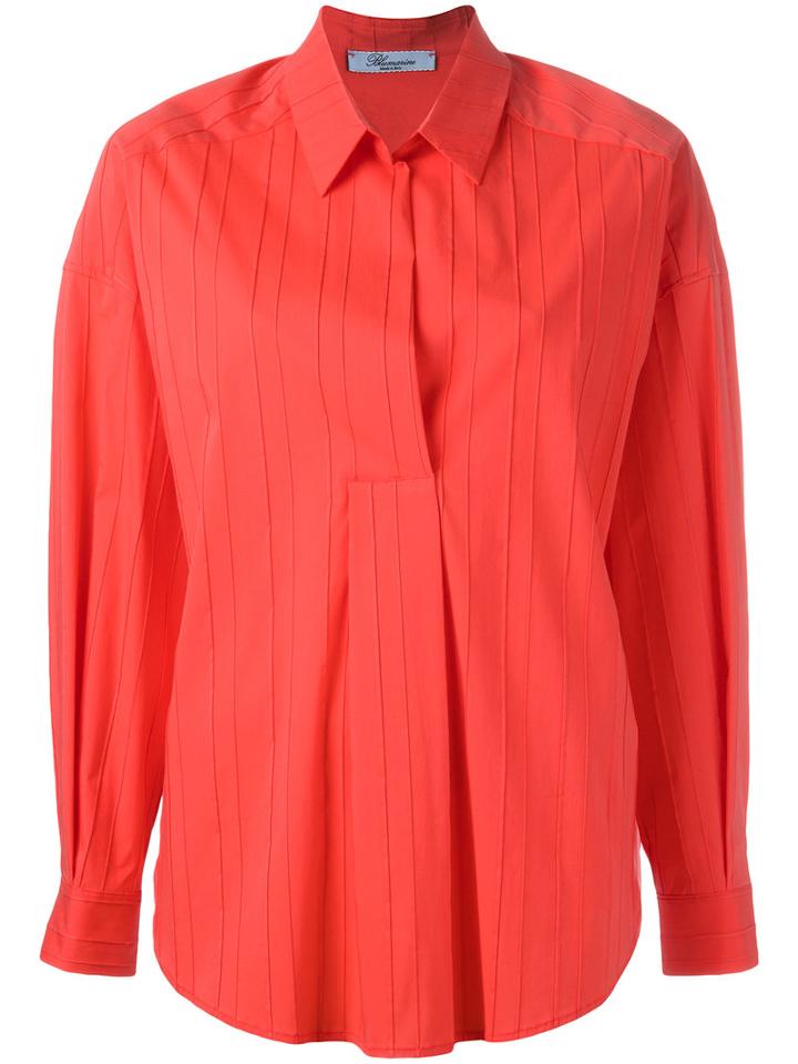 Blumarine Ribbed Shirt, Women's, Size: 44, Red, Cotton/polyamide/spandex/elastane