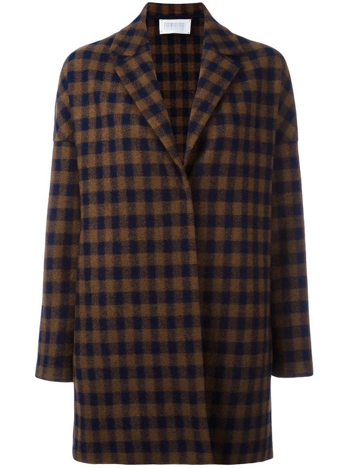 Harris Wharf London Checked Coat, Women's, Size: Medium, Brown, Virgin Wool/polyester