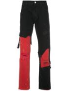 Raf Simons Ripped-panel Denim Jeans - Black