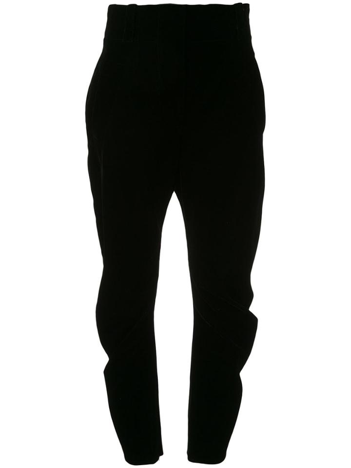 Giorgio Armani High-waisted Velvet Trousers - Black
