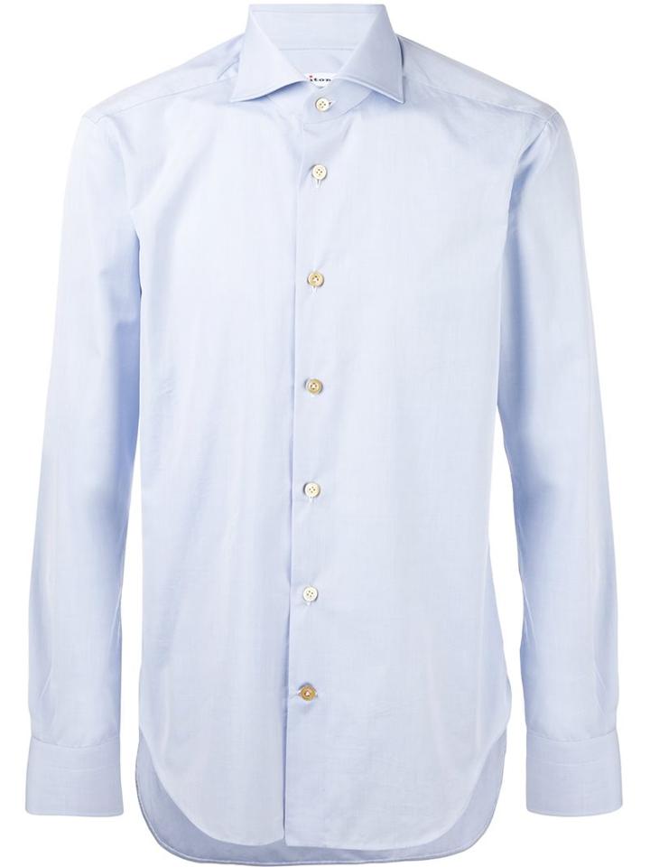 Kiton Classic Shirt, Men's, Size: 44, Blue, Cotton