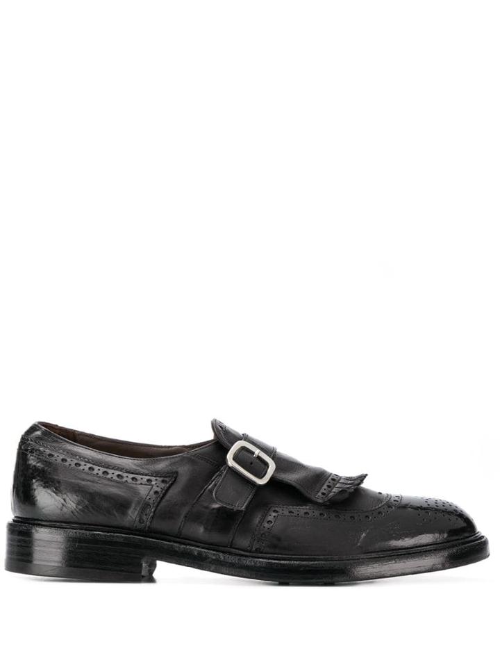 Green George Buckle-detail Monk Shoes - Black