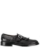 Green George Buckle-detail Monk Shoes - Black