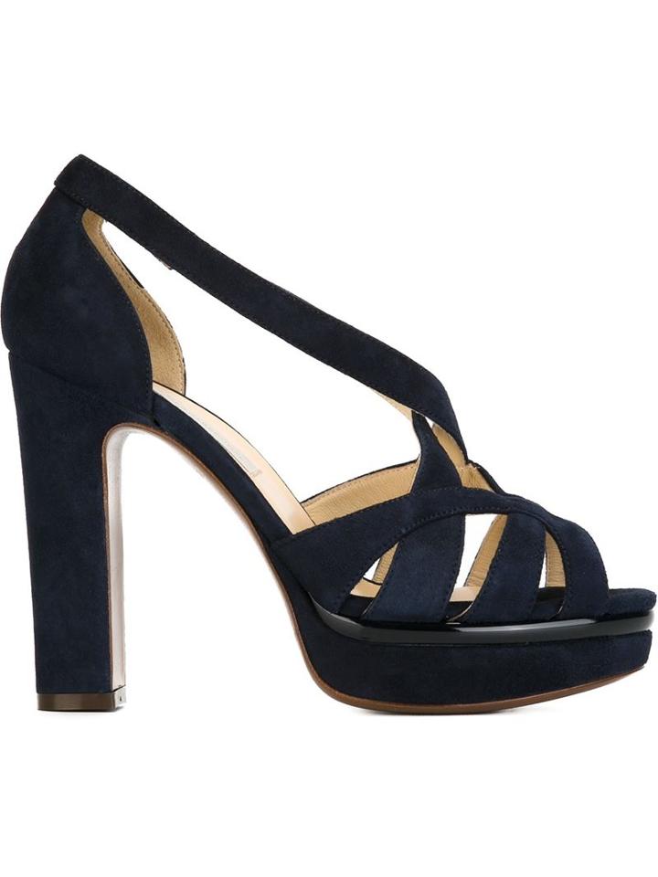 L Autre Chose Strappy Platform Sandals, Women's, Size: 39, Blue, Suede/leather