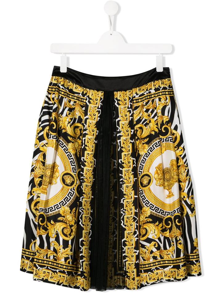 Young Versace Teen Savage Barocco Print Skirt - Yellow