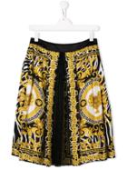 Young Versace Teen Savage Barocco Print Skirt - Yellow