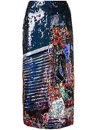 No21 Cowboy Sequin Pencil Skirt - Black