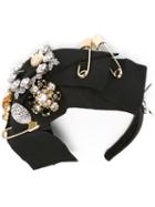 Dolce & Gabbana Embellished Headband, Women's, Black, Acetate/cotton/crystal/metal