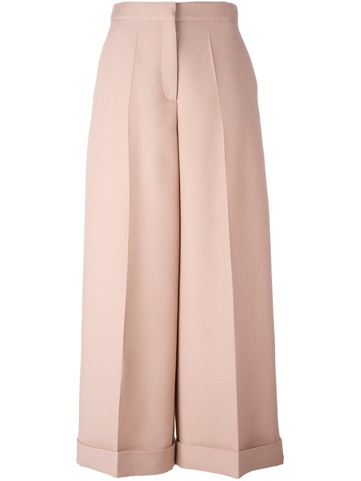 Valentino High-waisted Palazzo Pants, Women's, Size: 46, Pink/purple, Silk/spandex/elastane/lyocell/virgin Wool