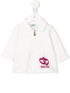 Moschino Kids Heart Print Sweat Bomber Jacket, Girl's, Size: 18-24 Mth, White