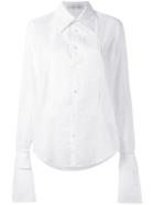 Faith Connexion - Ribbed Panel Semi-sheer Shirt - Women - Cotton - M, White, Cotton