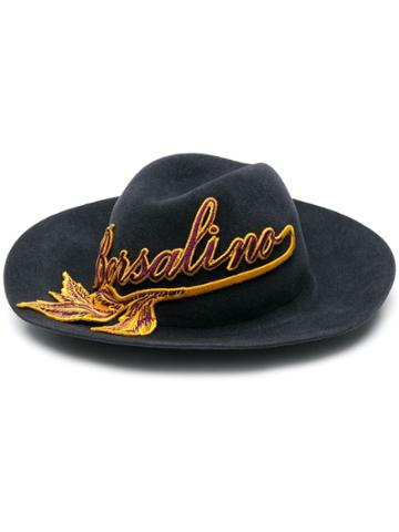Borsalino Claudette Logo Patch Hat - Blue