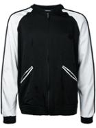 Christian Dada Contrast Bomber Jacket, Men's, Size: 48, Black, Rayon/cotton/linen/flax