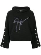 Giuseppe Zanotti Design Cropped Logo Hoodie - Black