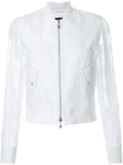 Loveless - Sheer Sleeve Bomber Jacket - Women - Cotton/nylon/cupro - 36, Women's, White, Cotton/nylon/cupro