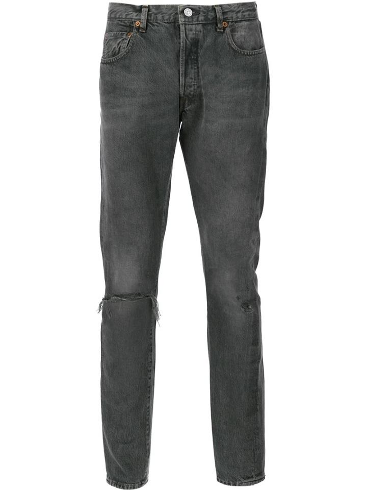 Levi's Vintage Clothing Distressed Low Rise Jeans, Men's, Size: 30/32, Grey, Cotton