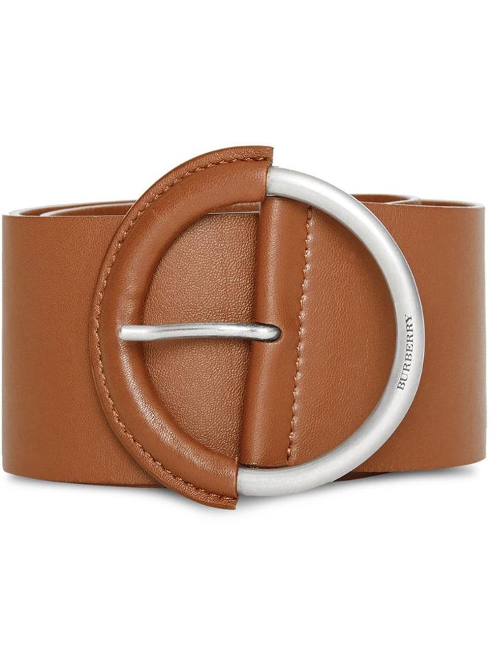 Burberry Round Buckle Leather Belt - Brown