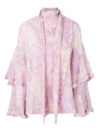 Chloé Layered Ruffle Sleeve Blouse - Pink & Purple