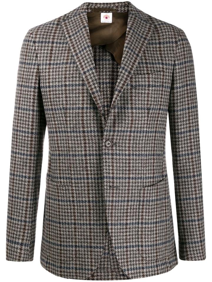 Borrelli Houndstooth Single-breasted Blazer - Brown