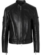 Burberry Leather Bomber Jacket - Black