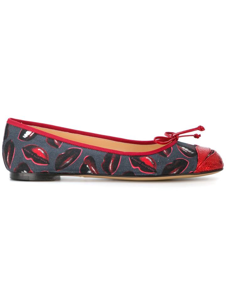 Charlotte Olympia Kiss Me Darcy! Ballerinas - Blue