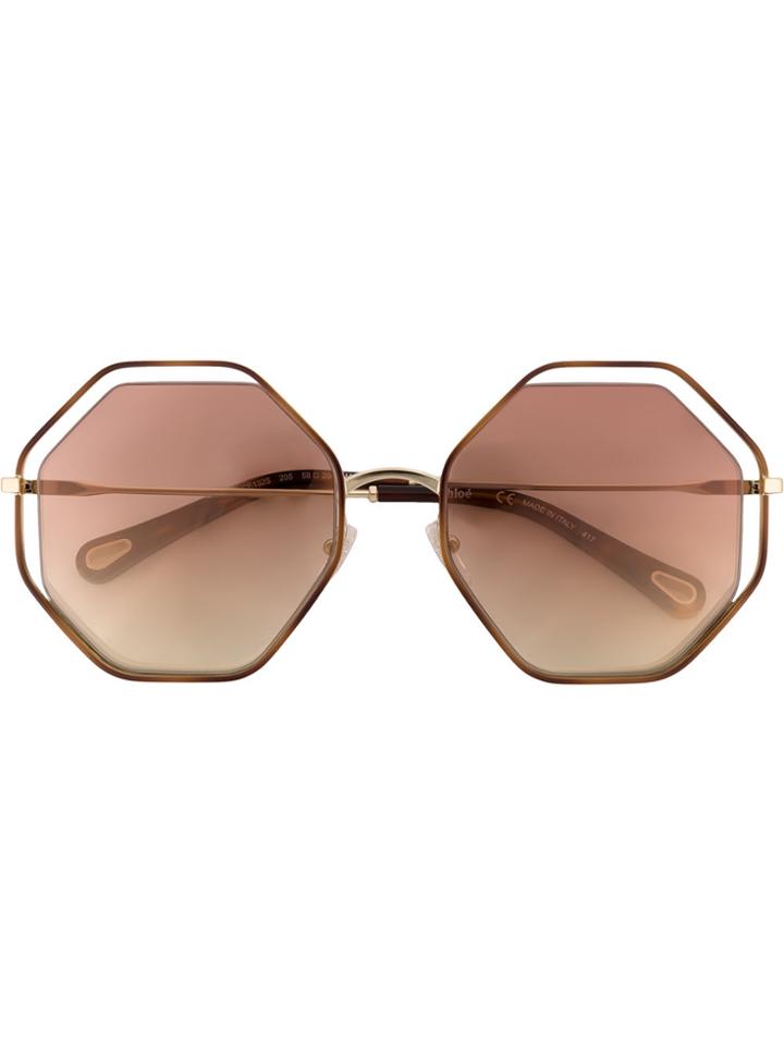 Chloé Eyewear Oversized Hexagon Sunglasses - Brown