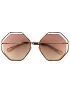 Chloé Eyewear Oversized Hexagon Sunglasses - Brown
