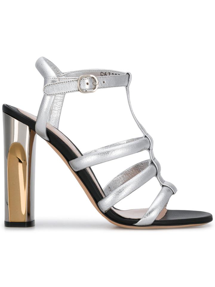 Alexander Mcqueen Sculpted Heel Sandal - Metallic