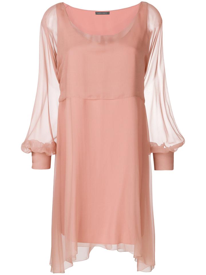 Alberta Ferretti Chiffon Mini Cape Dress - Pink & Purple