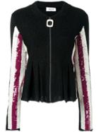 Aviù Sequined Sleeve Fitted Jacket, Women's, Size: 44, Black, Cotton/vinyl/polymethyl Methacrylate